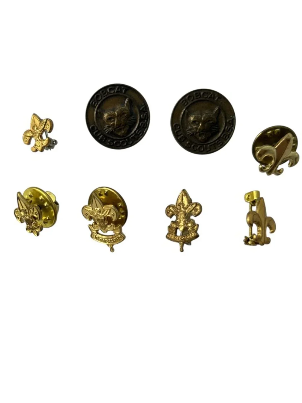 Lot of 8 Boy Scout BSA Wolf Bear Small Lapel Pins Fleur de Lis Be Prepared